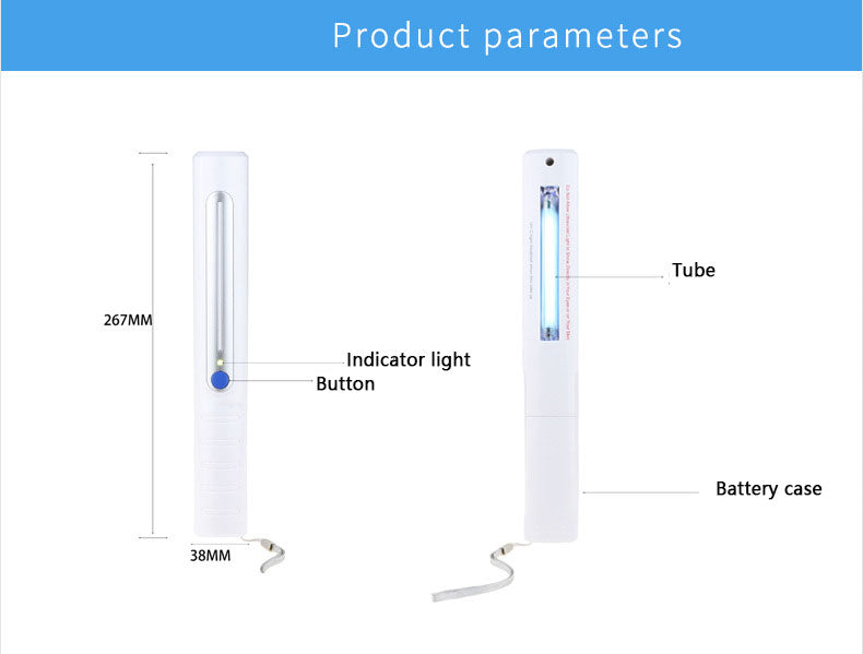 Ultraviolet Portable Disinfection Lamp Battery UV Sterilization lamp